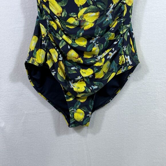 NipTuck Navy Lemon Citrus Built-in Padded Bra One-Piece Swimsuit Size 6 Slimming - Picture 8 of 13